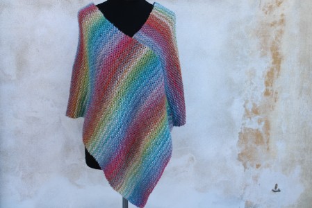 poncho da donna in lana multicolor