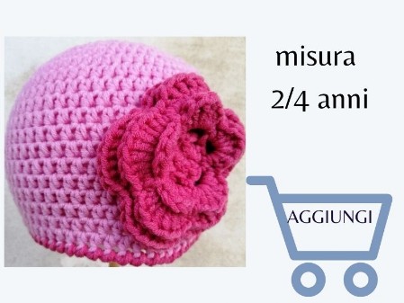 cappellino bambina invernale rosa chiaro realizzato all'uncinetto misrua 2 4 anni