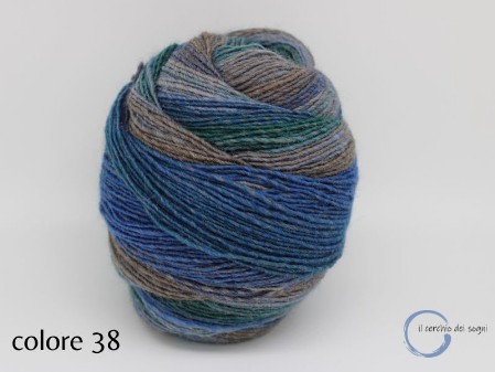 gomitolo misto lana sfumato blu corda sabbia
